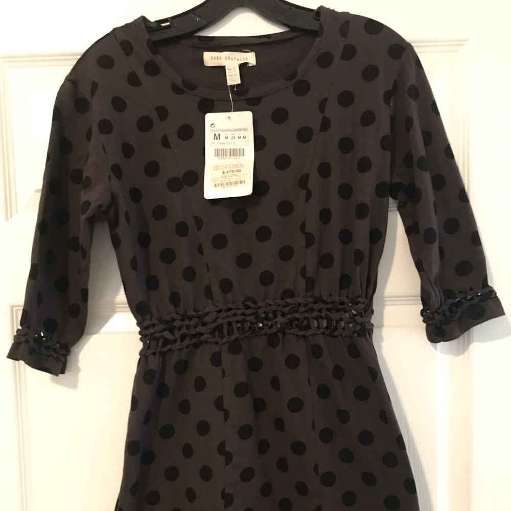 Zara dress polka dot black/brown.